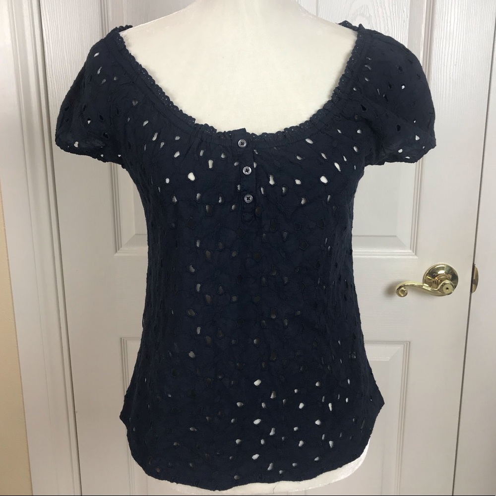 Hollister Blue Eyelet Top Size Small